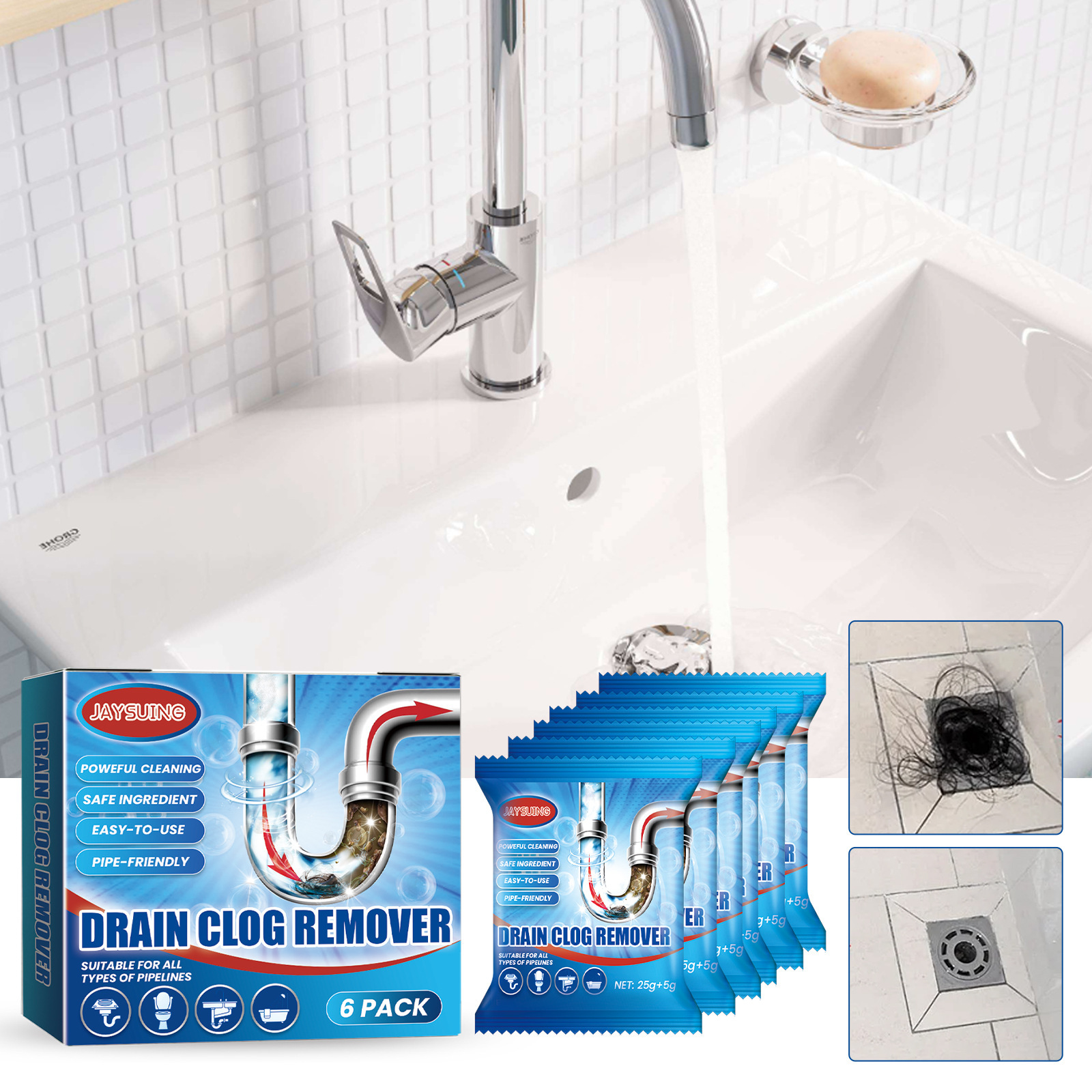 Drain Clog Remover in 2023  Sink drain cleaner, Drain clog