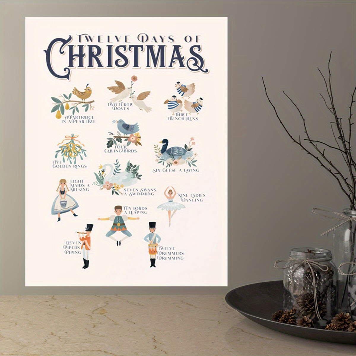 Canvas Poster Twelve Days Of Christmas Print Christmas Wall - Temu