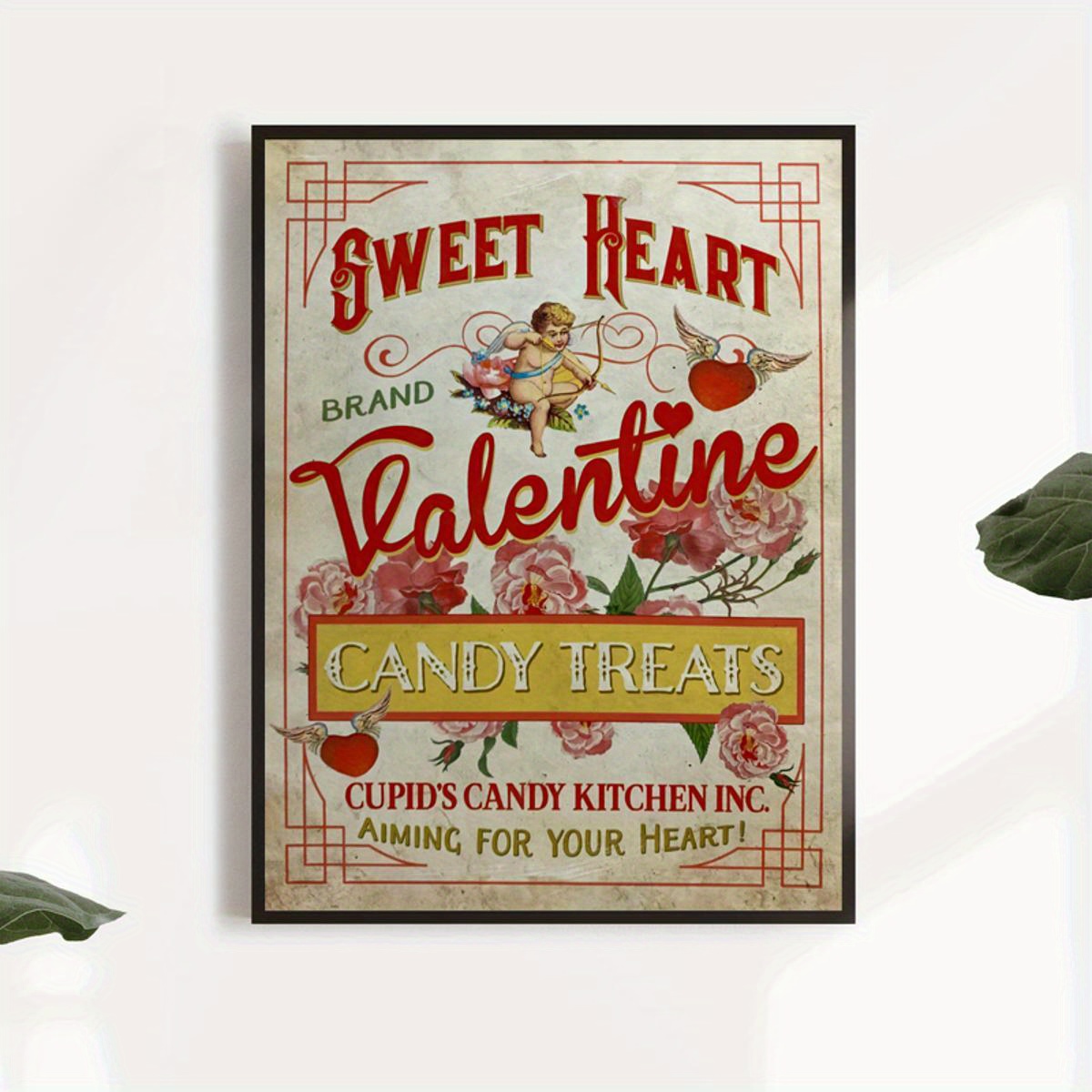 Canvas Poster Vintage Cupid Valentines Day Candy Label Wall - Temu