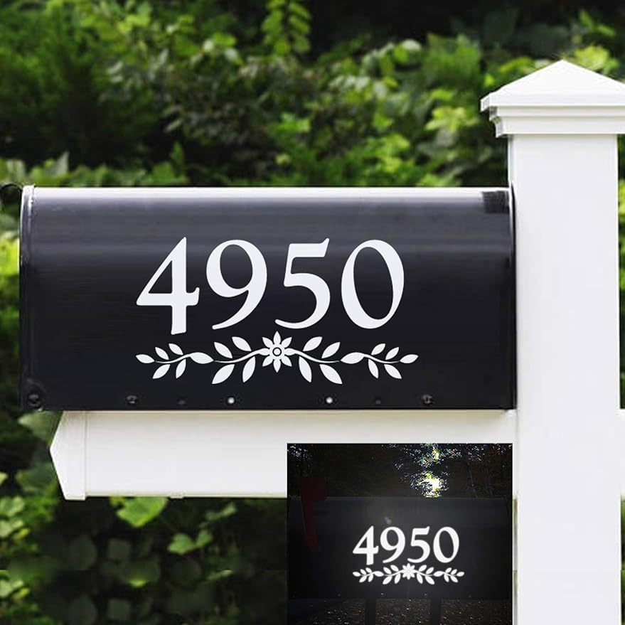 

2pack Reflective Mailbox, Numbers Die Cut Decal Rustic Style Flowers House Number Address Sign, Front Door Decal, Vinyl Lettering Farmhouse Decor