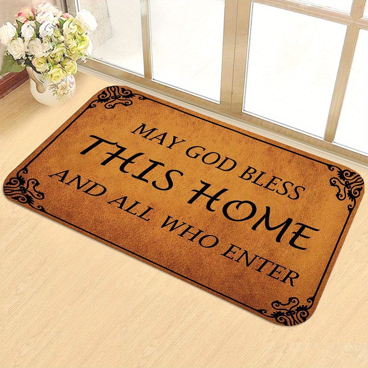 Large Entrance Mat Thankful Grateful Blessed Funny Doormat Indoor Entryway  Mat Outdoor Entry Rug Front Door Mat Rubber Housewarming Gifts 