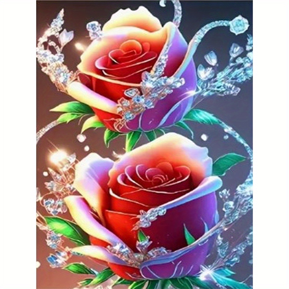 Rose Flower Diamond Painting Kit 5d Diamond Art Set Painting - Temu