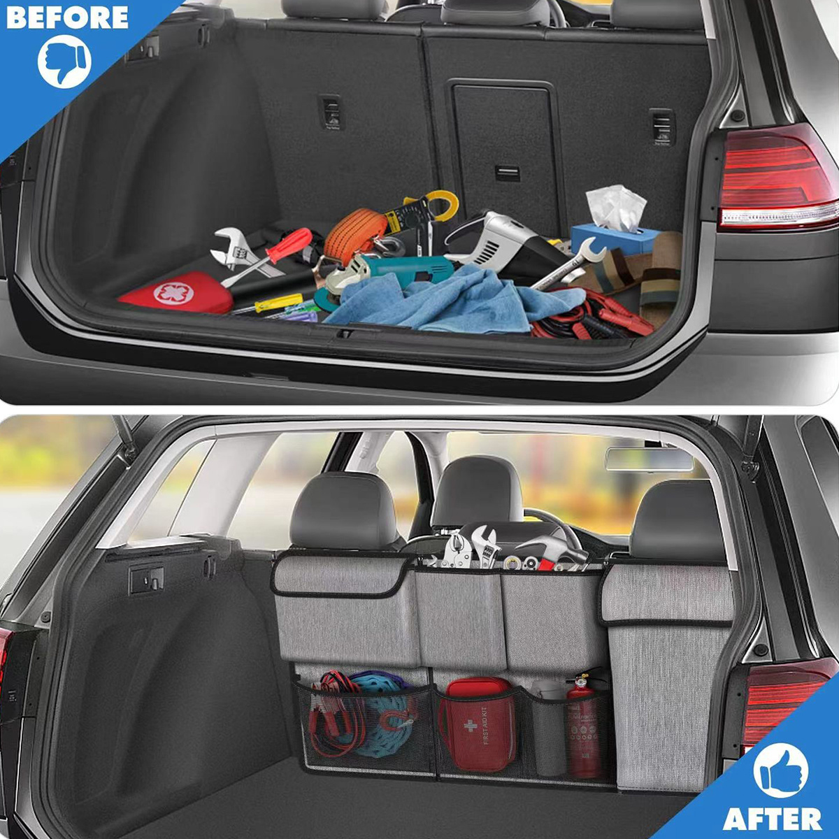 1set Auto-Kofferraum-Organizer, Reißverschluss-Stil  Auto-Aufbewahrungstasche, Zusammenklappbare  Mehrfachfach-Aufbewahrungstasche, Faltbare Abdeckung