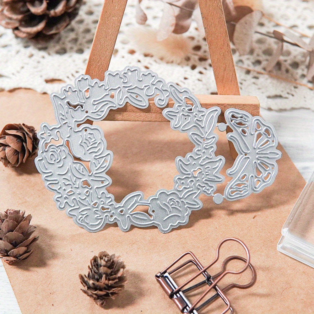 絶妙なフラワーリースと蝶 カッティングダイ カットステンシル カード ペーパークラフト DIYテンプレート 金属カッティ Temu Japan