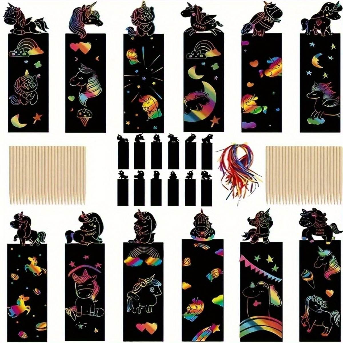 12pcs, Scratch Art Bookmarks, Bookmarks, Magic Scratch Rainbow Bookmarks  Making Kit, DIY Bookmark Art Craft, Paper Bookmark, Party Favors, Teenager  Gi