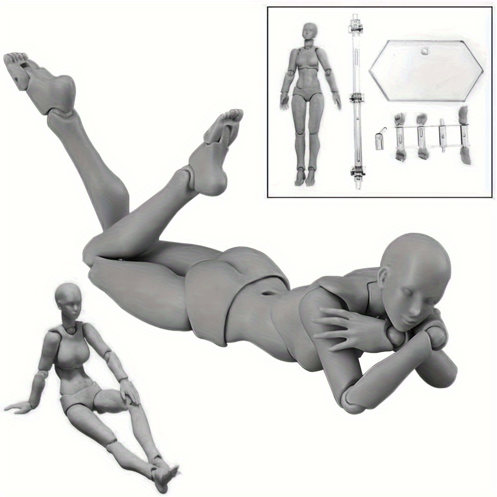 Action Figures Body Kun & Body Chan DX PVC Model SHF Grey Color with Box  Drawing Figure Models for Artists(Female+Male)