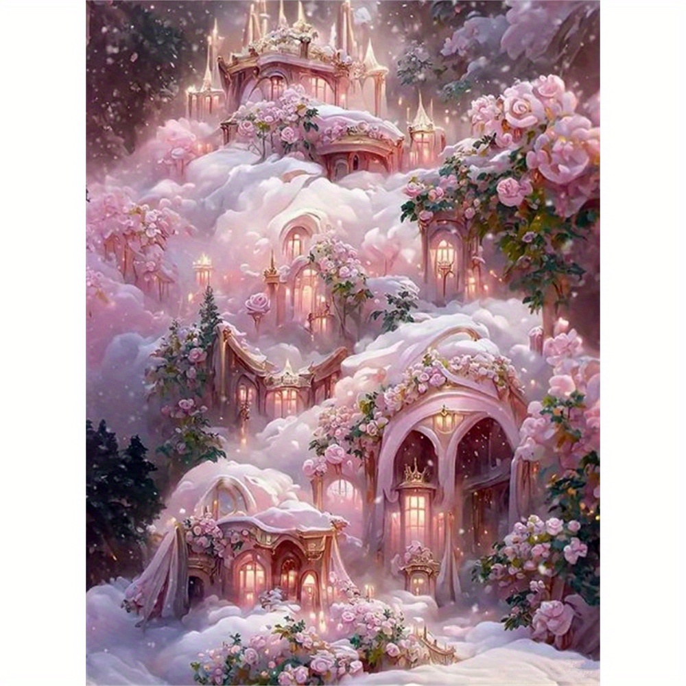 Full Round Diamond Canvas Fantasy Rose Flower Home - Temu