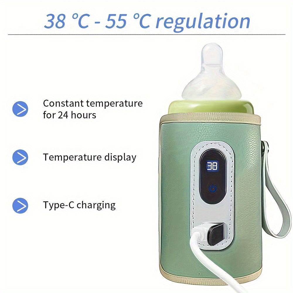 Calentador de biberones portátil para bebés, calentador de leche de viaje  USB, pantalla LCD, calentador de biberones de viaje con control preciso de