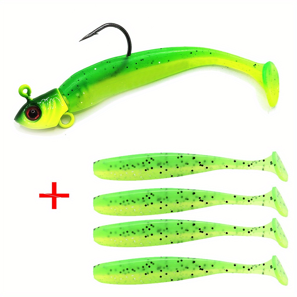 Fishing Lure Set Including Fish Head Hook Soft Baits T tail - Temu