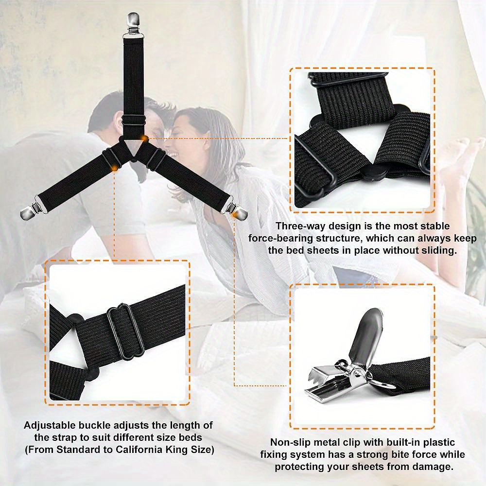 New 4pcs Foldable Bed Sheet Grippers Clip Adjustable Sheets Holder