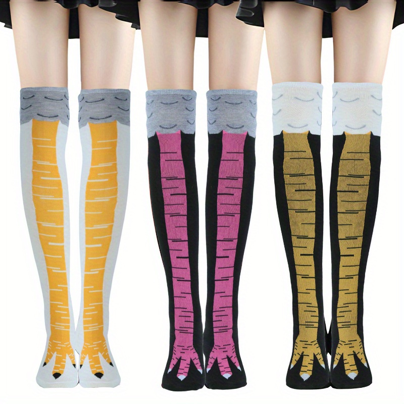 Chicken Socks Long Cartoon Leg Funny Stockings Feet Cotton Knee Thigh Over  Paws