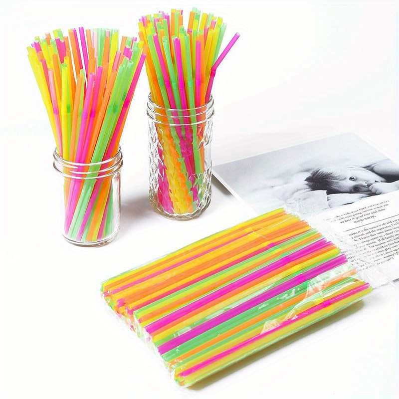 Plastic Straws Long Rainbow Colored Reusable Plastic - Temu United Arab  Emirates