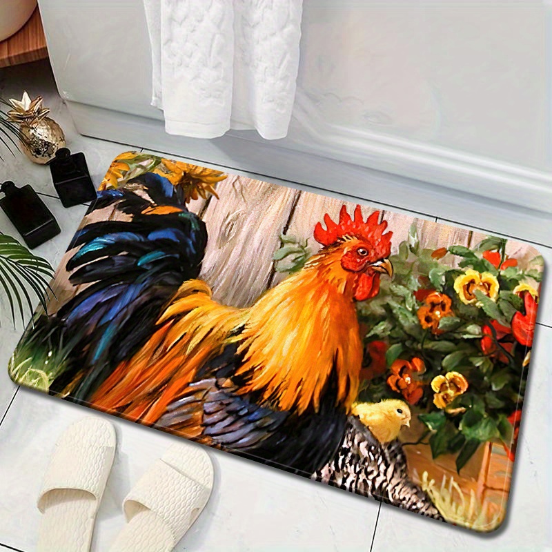 1pc Alfombra Cocina Patrón Flores Gallo Alfombra Área - Temu Chile