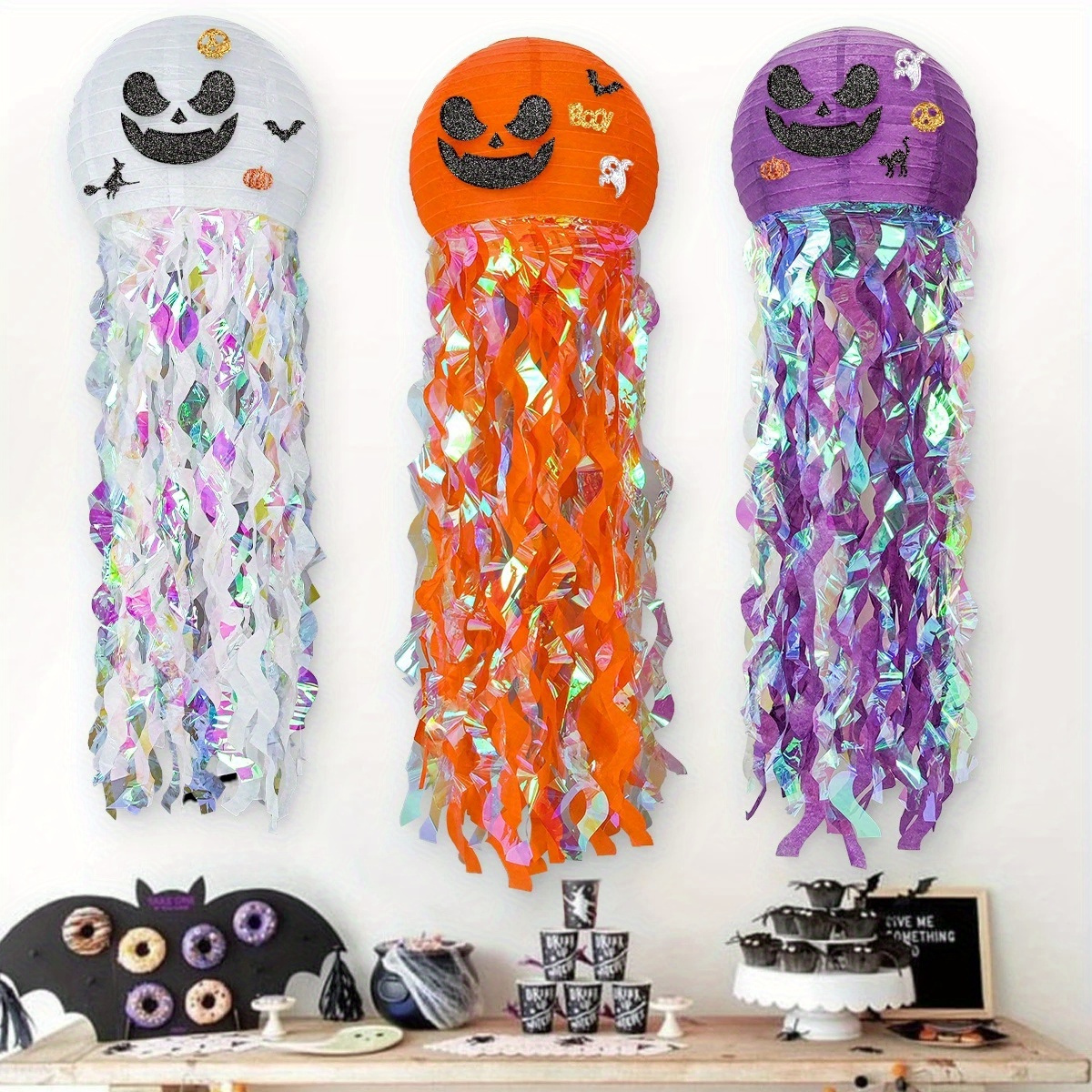 Halloween Jellyfish Pumpkin Paper Lantern Diy Ghost Party - Temu