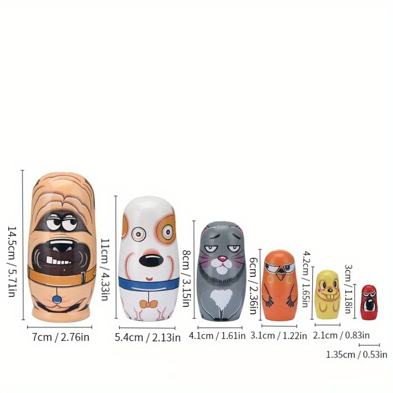 Christmas 6 layer Animal Puppy Russian Matryoshka Toy Craft - Temu