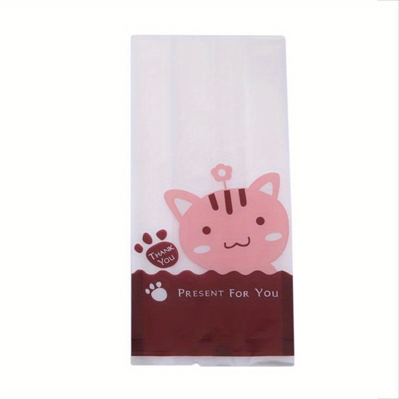 50pcs Cat Pattern Biscuit Cookie Bag Plastic Packaging For Cookies Snacks