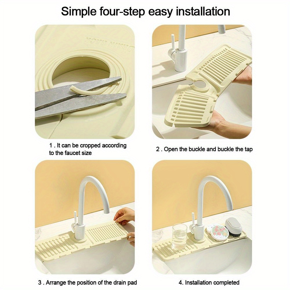 Faucet Drain Cushion Simple Installation Flexible Kitchen Sink Splash Guard  Pad 