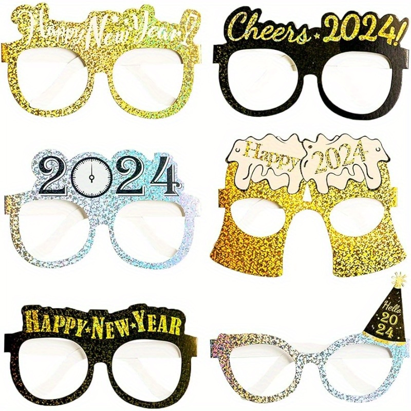 4pcs New Year Glasses Plastic Sunglasses Props Holiday Annual