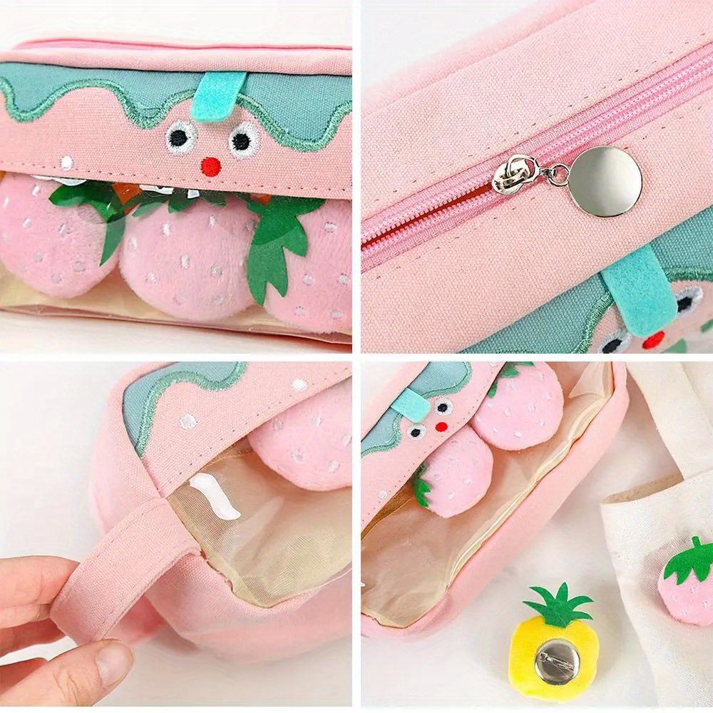 1pc Pink Large Capacity Stationery Pencil Case Kawaii Macaron