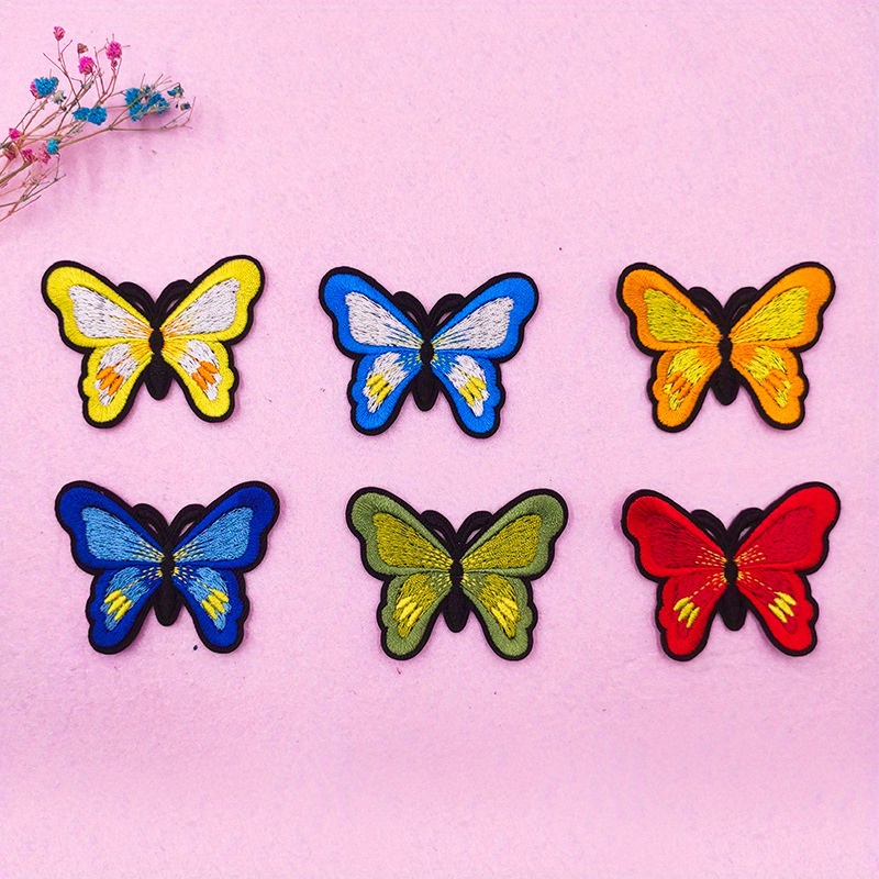 12pcs Multicolor Butterfly Iron on Patches Embroidered Motif Applique  Assorted Size Decoration Sew On Patches Custom Patches for DIY