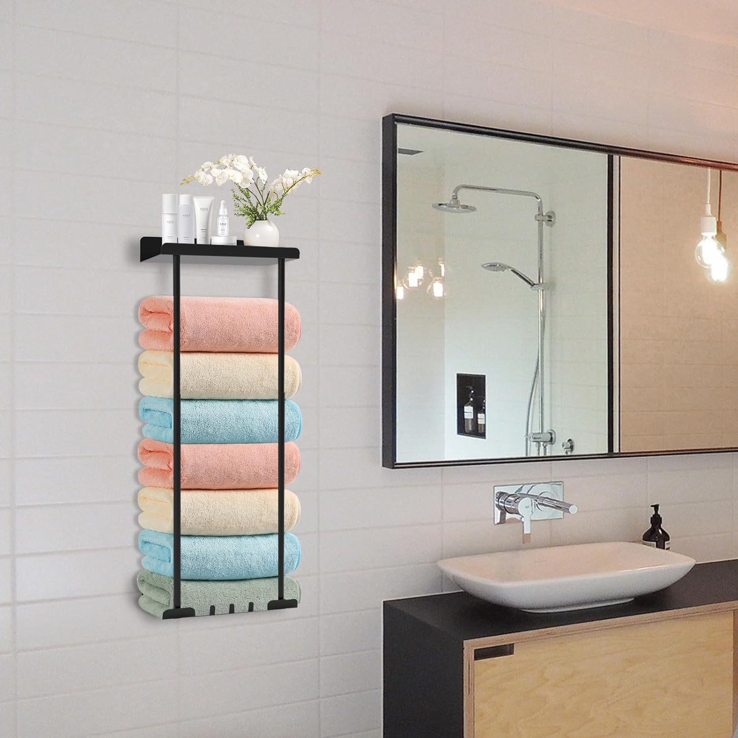 Toallero montado en la pared, estante de toalla para baño, soporte