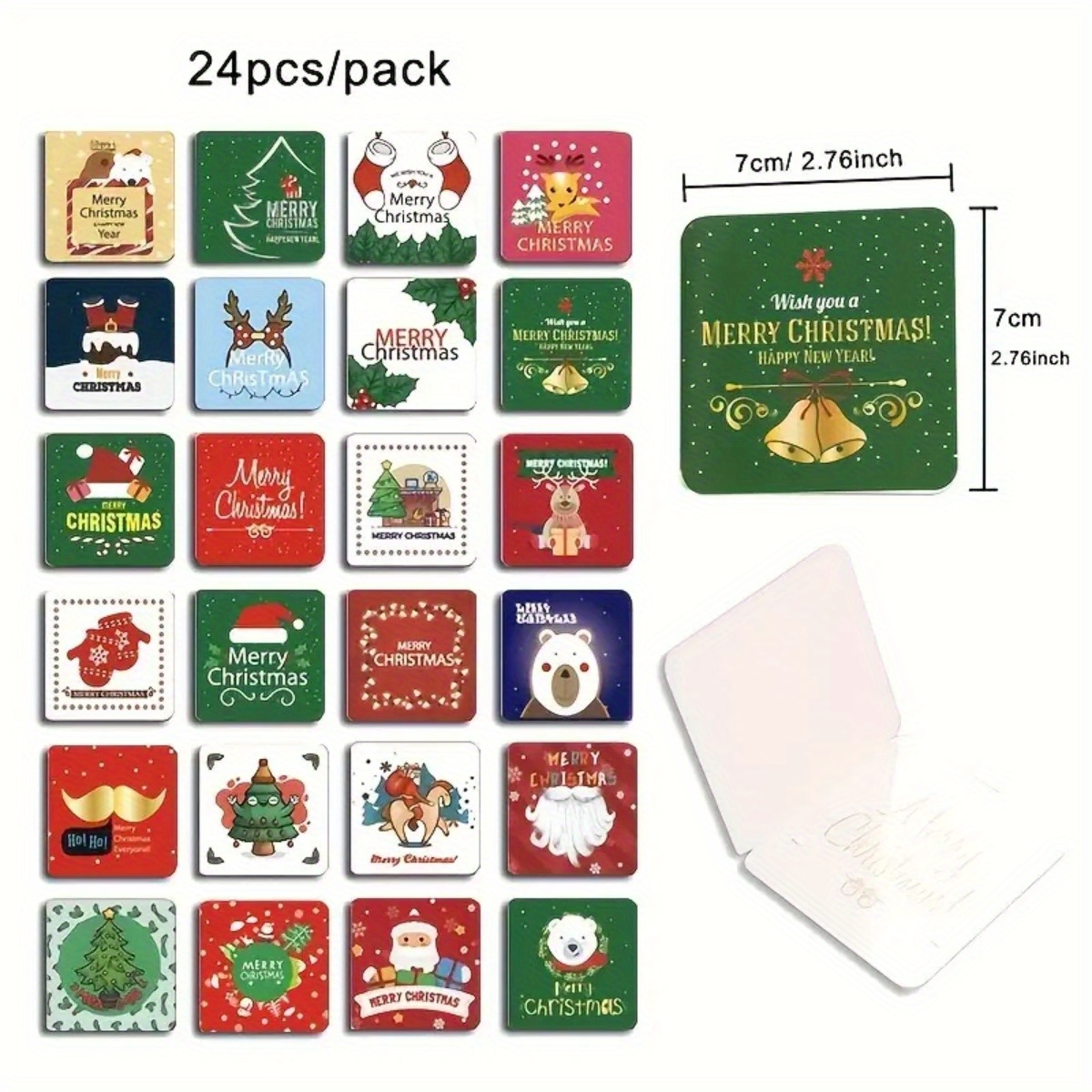 24 Pack Mini Cartes de voeux de Noël & Enveloppes, Togo