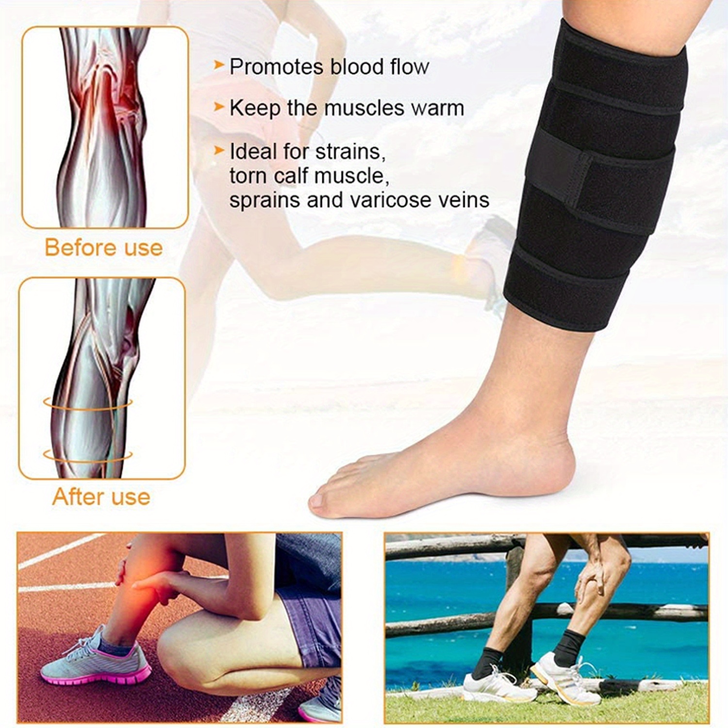 Calf Leg Sport Support Shin Splint Guard Men Women Compression Sleeve Gym  Wrap
