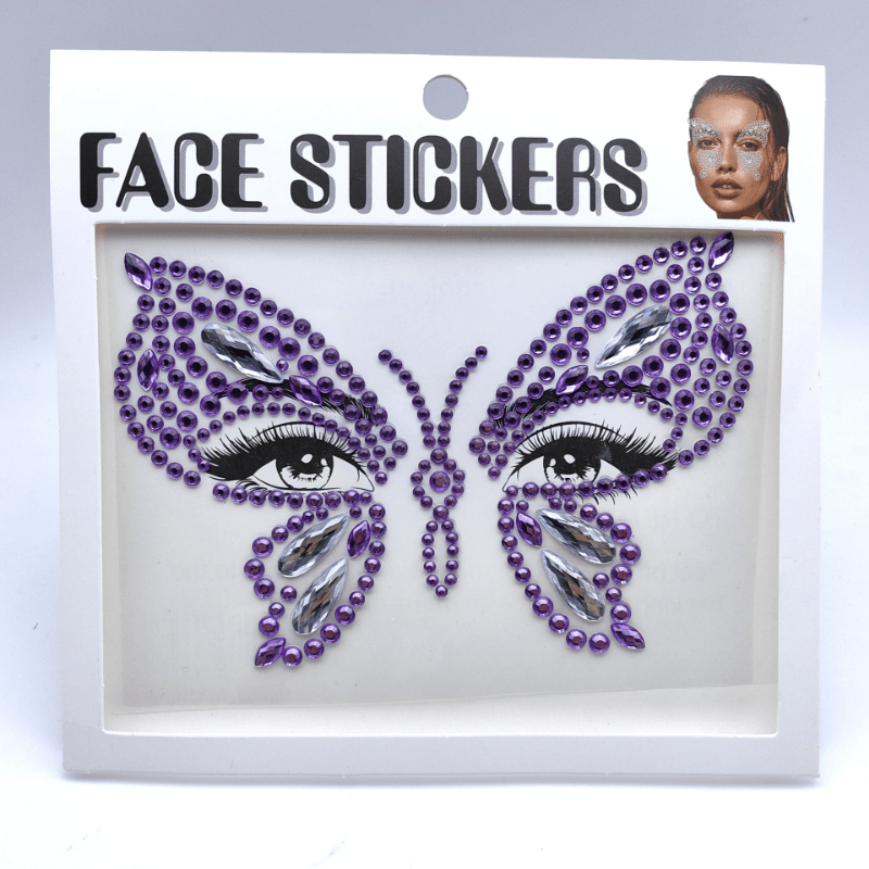 Mardi Gras Face Sticker - Purple Rhinestone