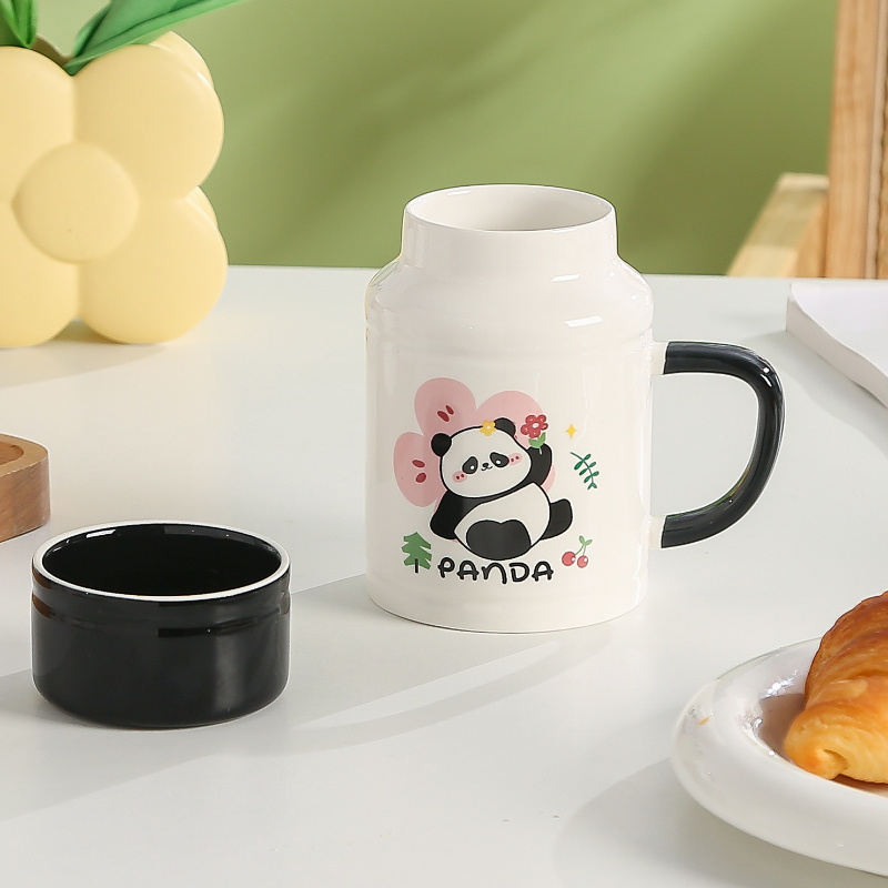 Tasse Panda Tasse à café en céramique mignonne avec couvercle et