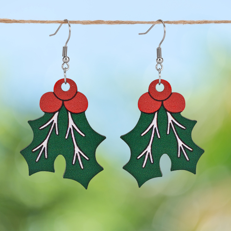 Green tree hot sale wooden earrings