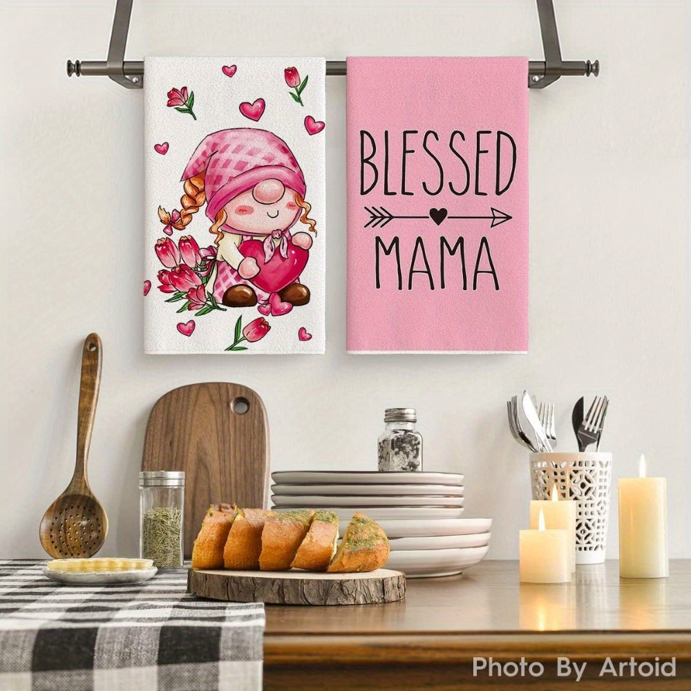 Dish Towels, Tulip Gnome Love Heart Blessed Mama Mother's Day Kitchen Towels,  Dish Towels, Seasonal Best Mom Ever Decoration, Hand Towels, Kitchen  Fabrics, Kitchen Utensils - Temu