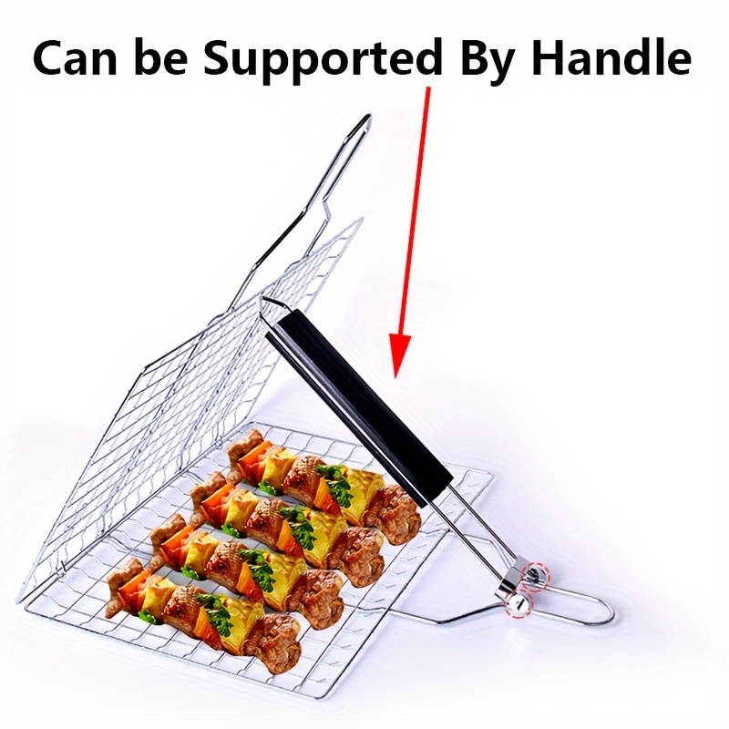 Grill Basket, Fish Grill Basket, Rustproof Stainless Steel BBQ Grilling Basket for Meat,Steak, Shrimp, Vegetables, Chops, Heavy Duty Grill Basket