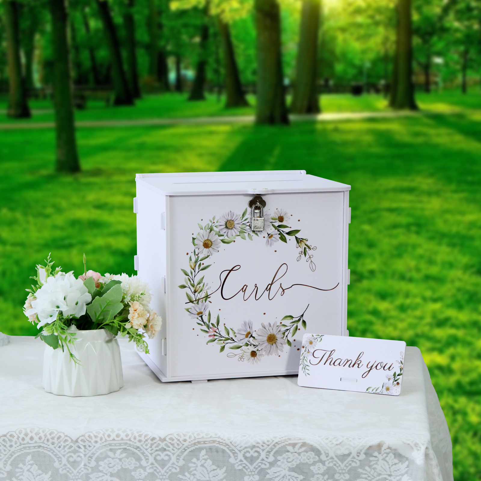 White Pvc Wedding Card Box With Lock - Perfect For Receptions, Parties, And  More - Includes Eucalyptus Diy Envelopes And Money Cards - Ideal For  Graduations, Birthdays, And Baby Showers - Temu