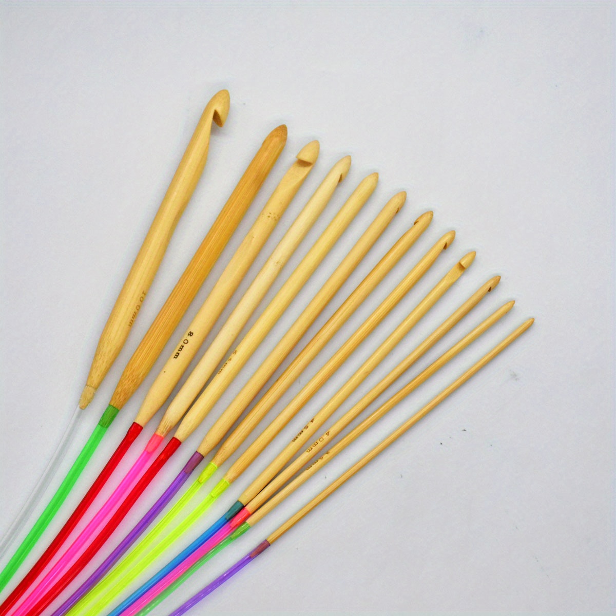 Crochet Hook with Plastic Cable 3mm to 10mm Carpet Rug Weave Knitting  Carbonized Needle, Bamboo Knitting Needles Set