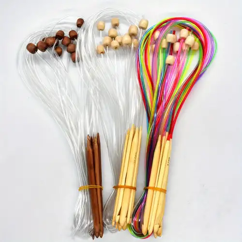 12Pcs High Quality Plastic Afghan Tunisian Crochet Hooks Knitting Needles  With Cable Bead Length 120cm, Durable