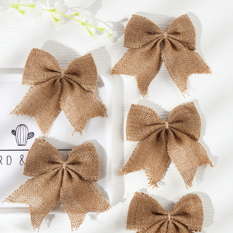 Burlap Bows Diy Jute Bows Vintage Hessian Bow Tie Handmade - Temu