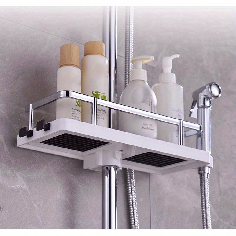 Hanging Shower Storage Holder, Telescopic Bathroom Shelf, Pole Shelves,  Shampoo Tray Stand, No Drilling Bathroom Storage Organizer, Bathroom  Accessories - Temu