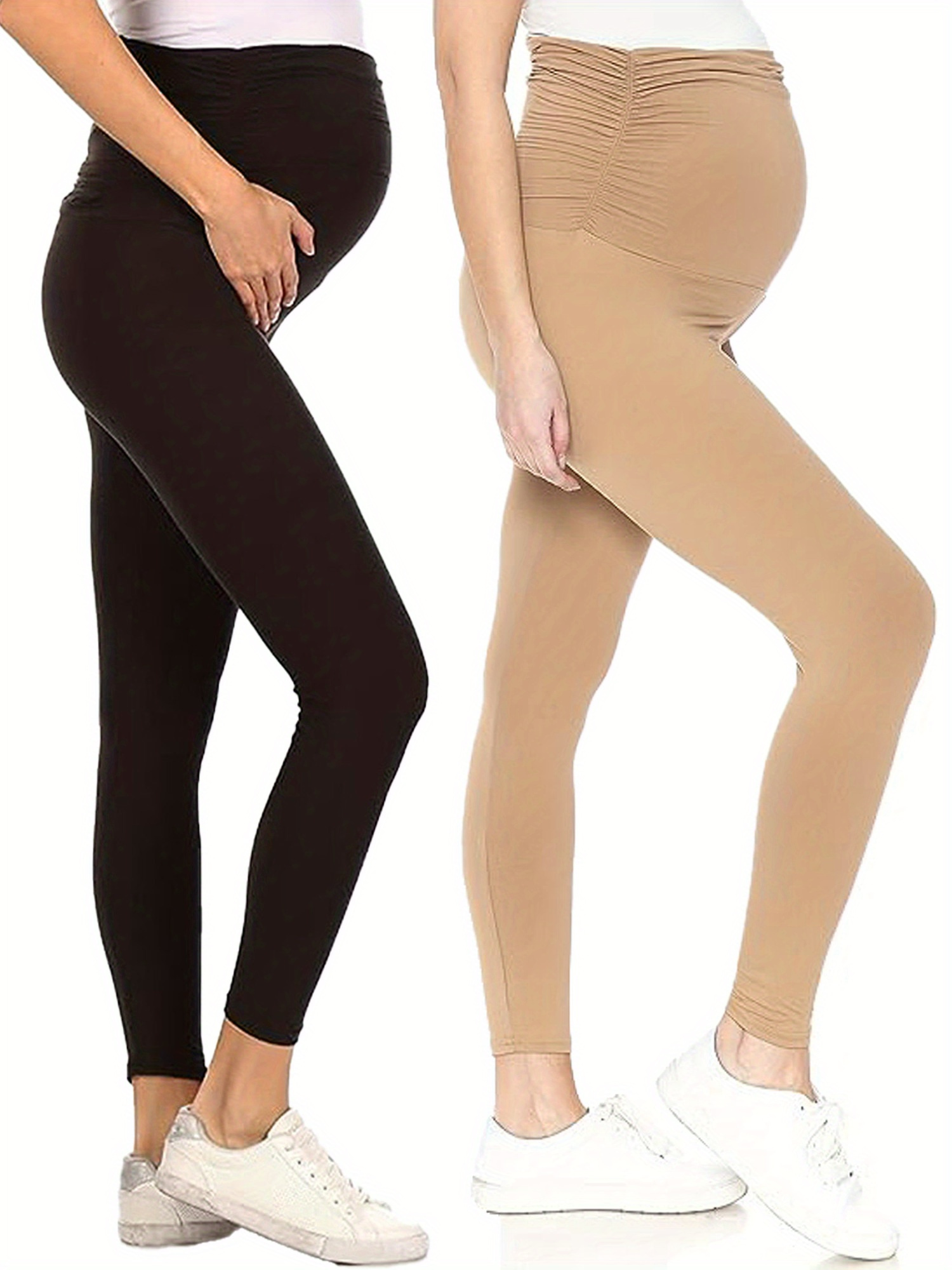 Women's Maternity Solid Leggings See Through Yoga Sports - Temu