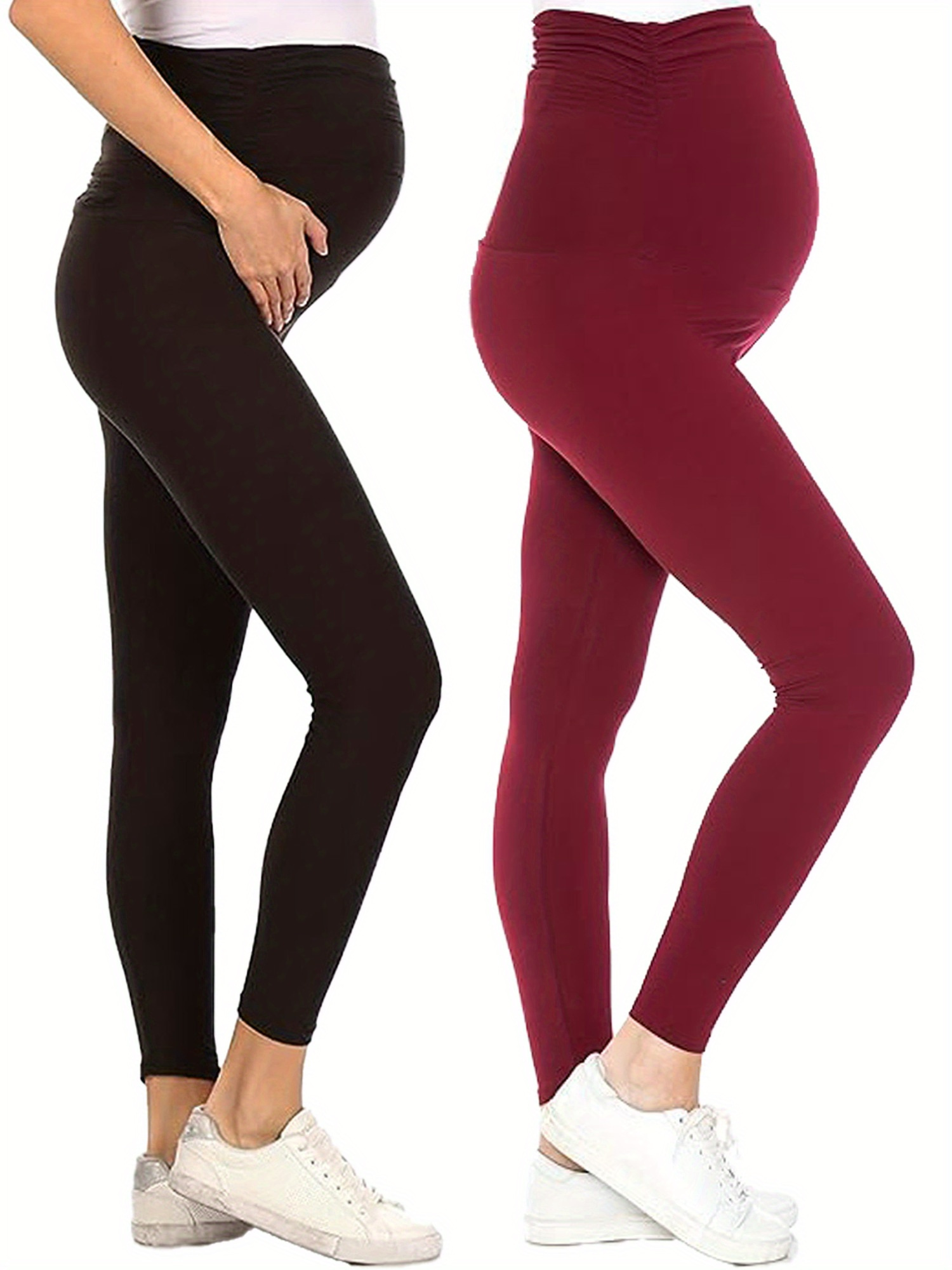 Women's Maternity Solid Leggings Highly Stretchy Sports Yoga - Temu