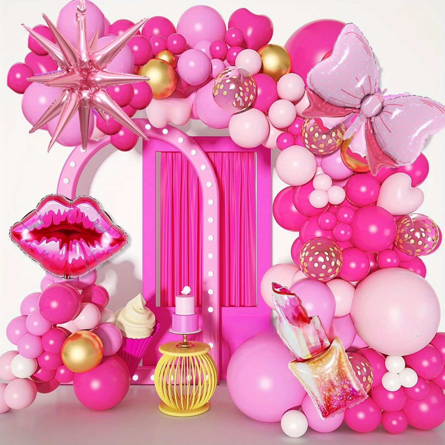 Juego de 144 guirnaldas de globos con doble acolchado, globos de oro rosa,  globos blancos y crema, globos de melocotón cromados, kit de arco de globos  para fiesta de cumpleaños, boda, baby