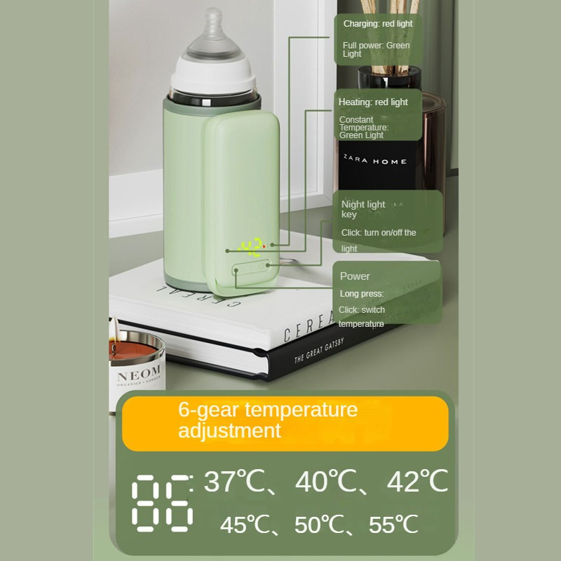 Calentador de biberones, cubierta aislante de biberones con carga rápida de  18 W, calentador de botellas portátil ajustable con control de