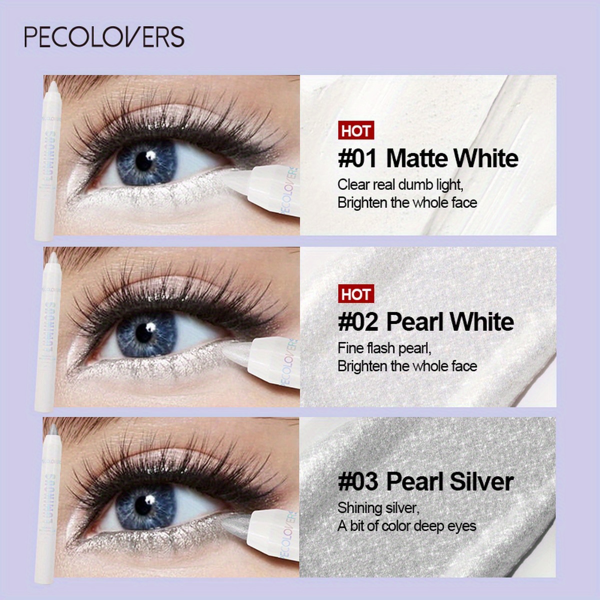 Matte White Lying Silkworm Highlighter Pen Eyes Corner Brightening Pearl  High-gloss Eyeliner Waterproof Glitter Eye Makeup Tool