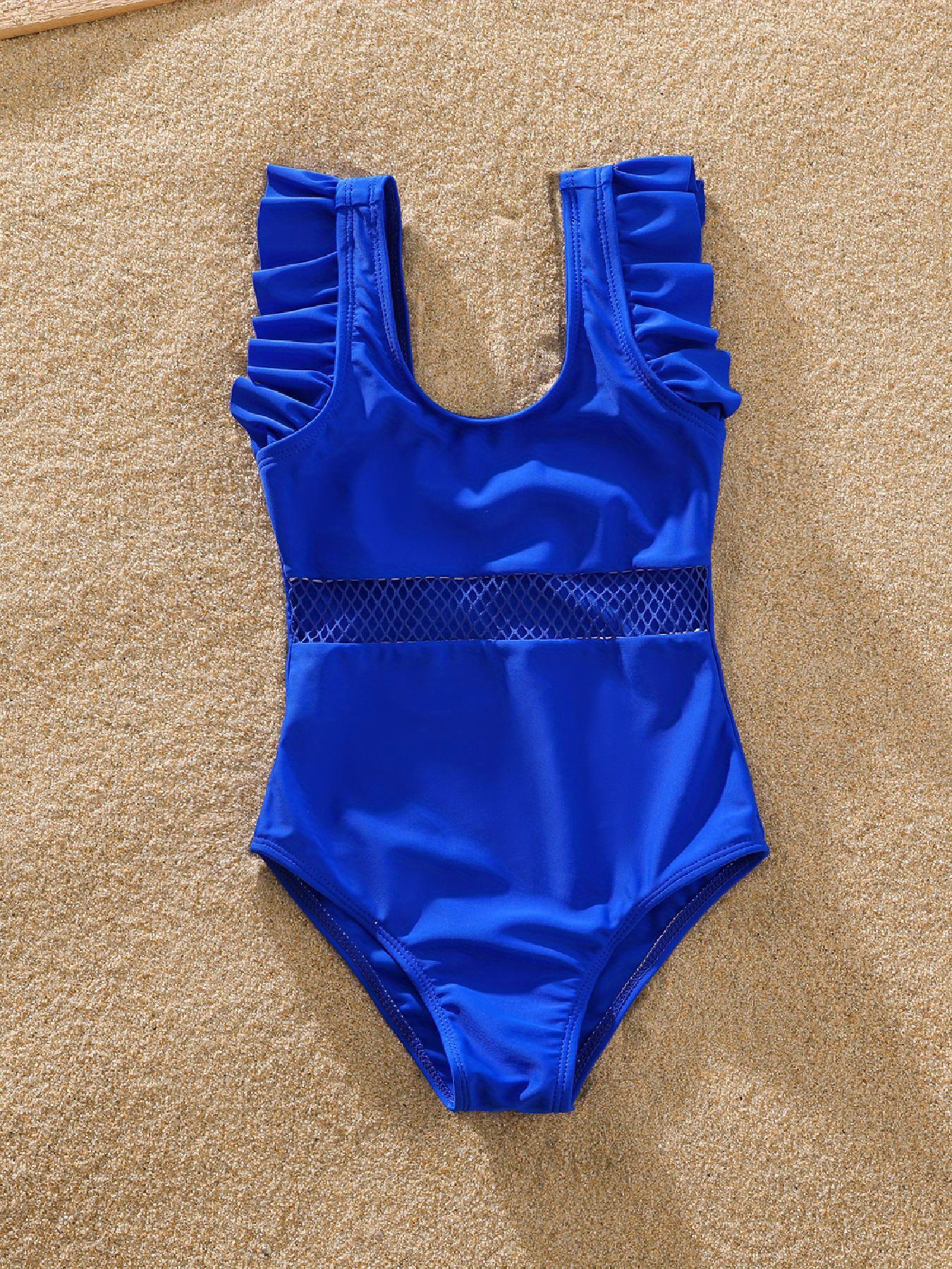 Family Matching Colorblock Splicing One Piece Swimsuit