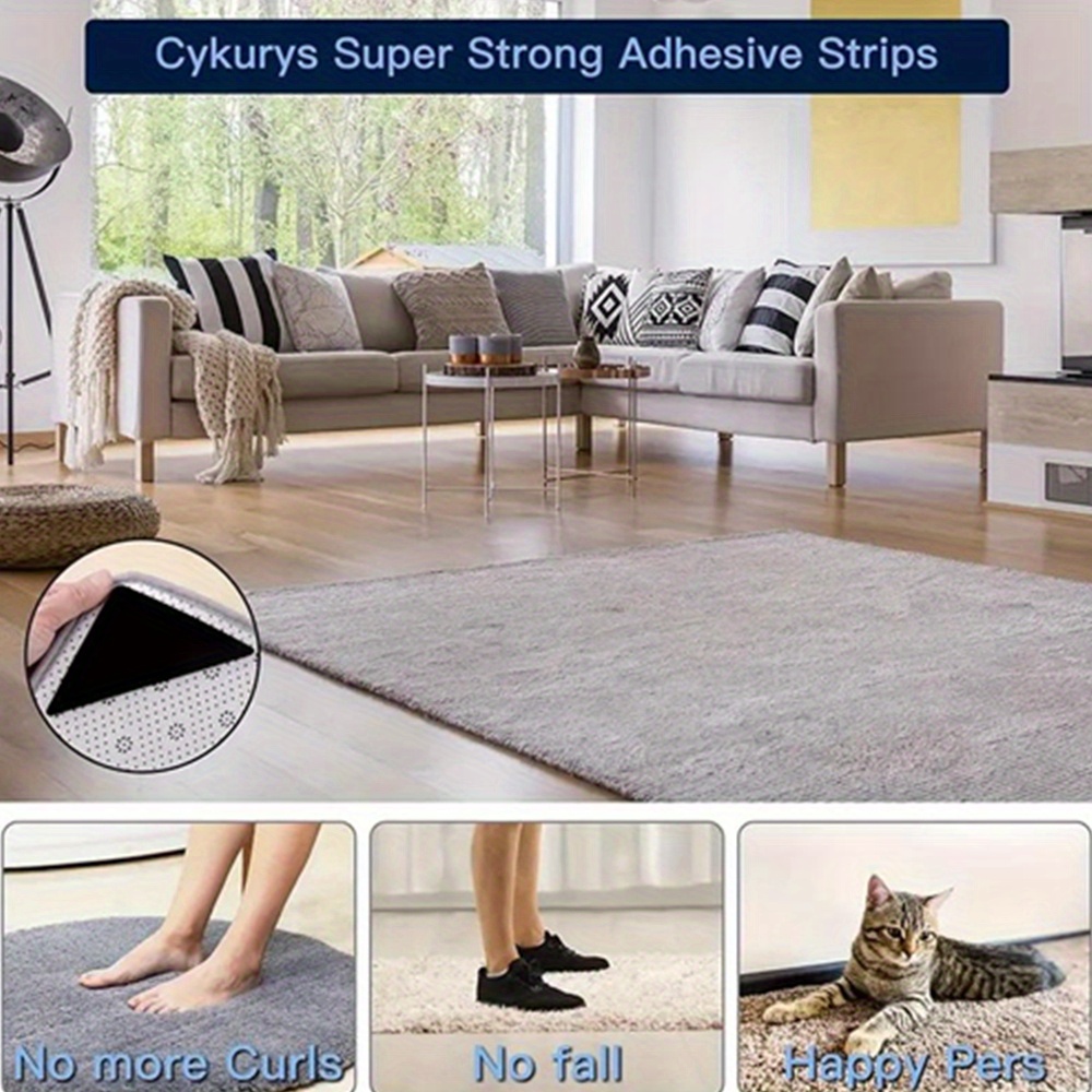 4/12/24PCS Anti-Slip Rug Stickers Reusable Carpet Corner Gripper Strong  Stick Rug Pads for Wooden and Hard Floor Anti Curling Rug Grippers Tape To  Keep Your Rugs In Place