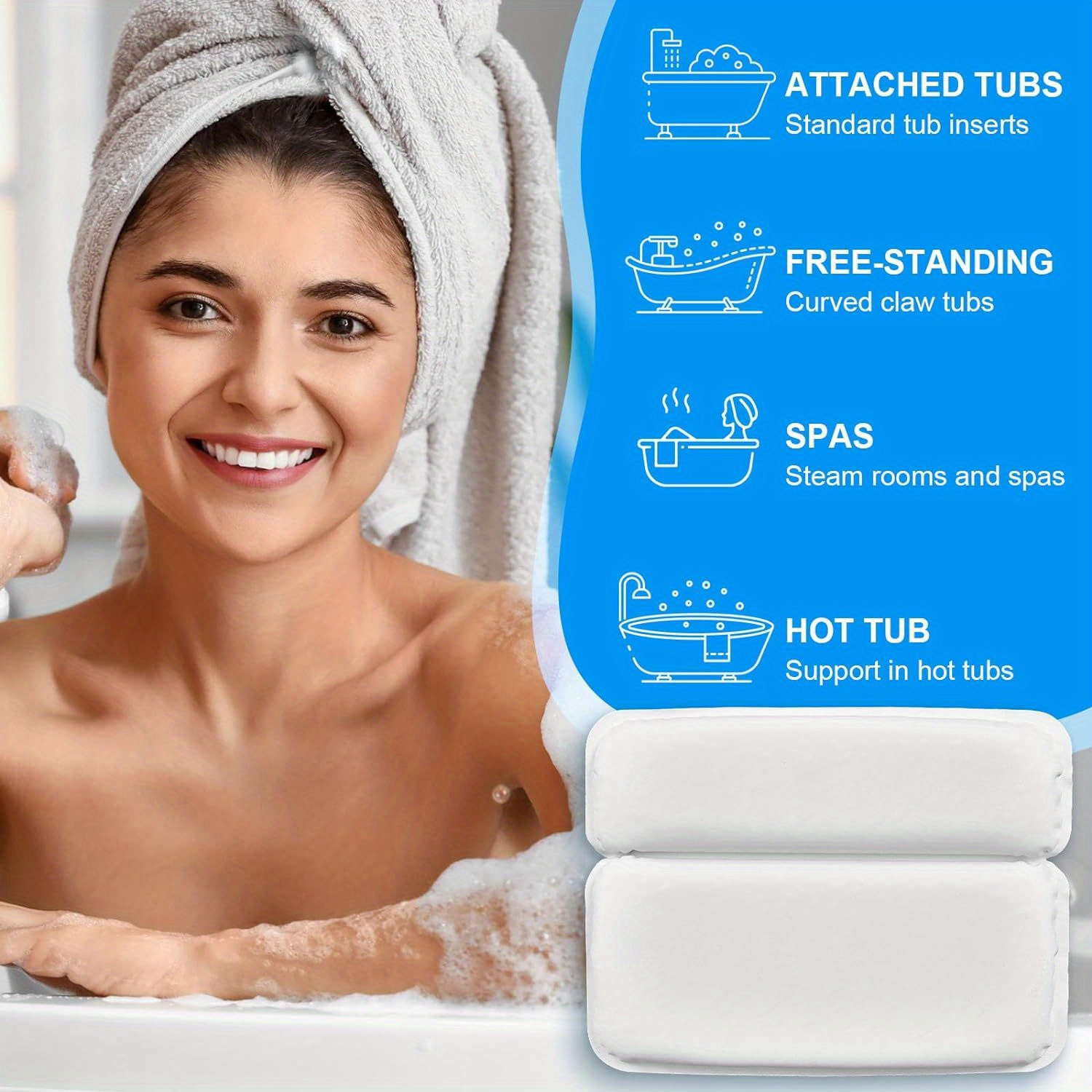 Spa Bathtub Headrest Pillow Non slip Cushion Bath Tub Spa - Temu