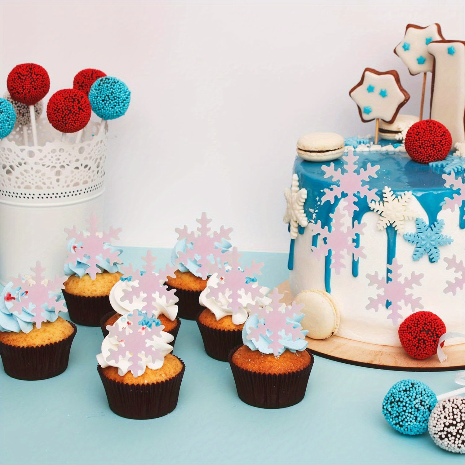 Edible Glutinous Paper Snowflake Cupcake Toppers Cake - Temu
