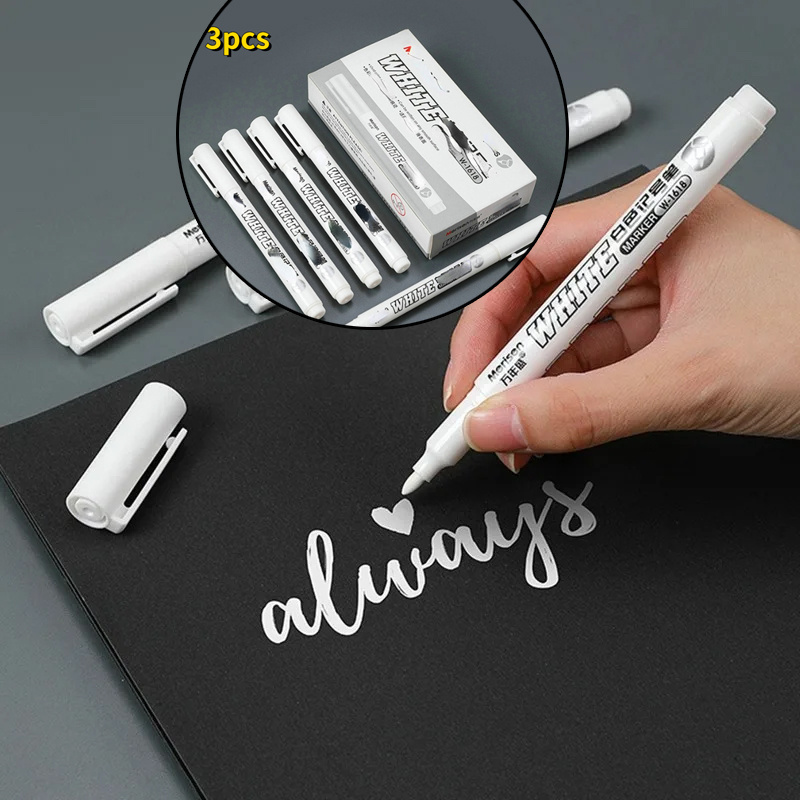 6pcs Marqueur Blanc 3 Taille Pointe Stylo À Huile Permanent - Temu Canada