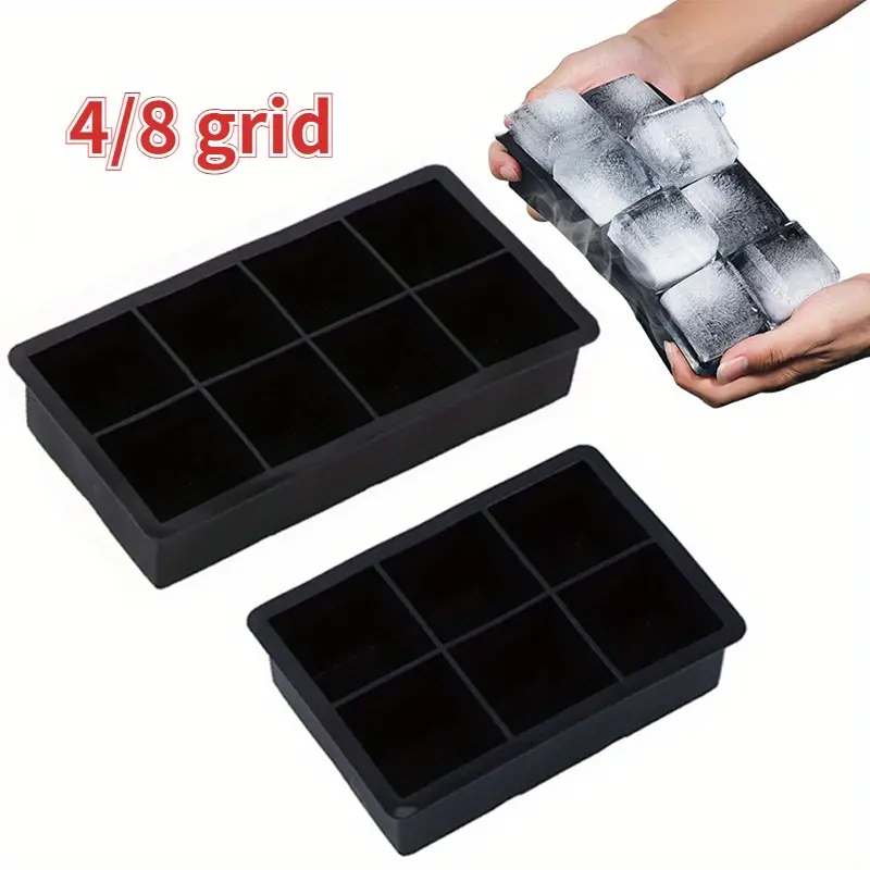 Big Ice Tray Mold Large Food Grade Silicone Ice Cube Square Tray Mold Diy  Ice Maker Cube Tray Ice Cube Tray - Temu