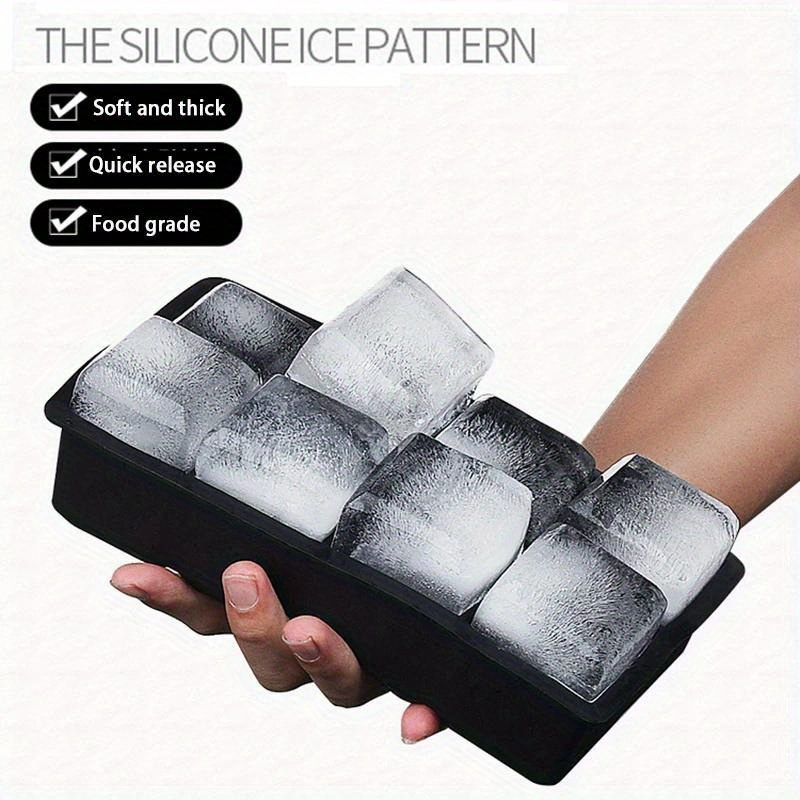 Ice Cube Trays with Lids Large Size Silicone Square Ice Cube Molds 4/6/8  Grid +