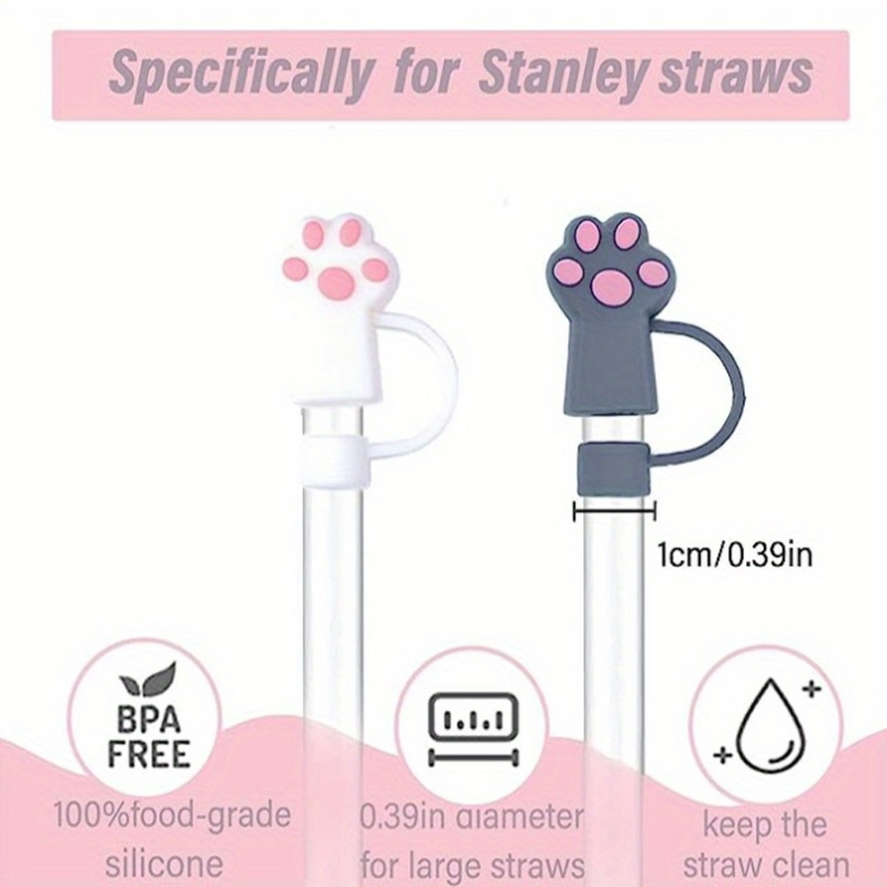 Straw Cover Cap for Stanley Cup,Silicone Straw Topper,10mm 0.4in Dust-Proof  Reusable Straw Tips Lids,Straw Tip Covers for Stanley Cups Accessories  (8pcs flower) 